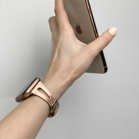 Кожаный ремешок V-Leather на Apple Watch 38/40/41mm Rose gold 